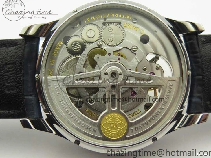 MIROTIME 0207 Portuguese Tourbillon IW5046 SS ZF Best Edition White Dial Blue Markers on Blue Leather Strap Fashionable 7149